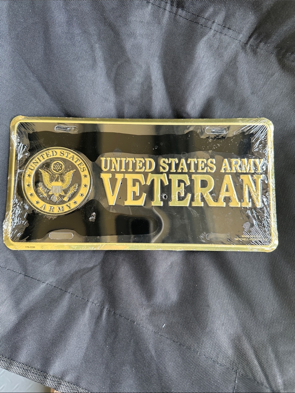 United States Army Veteran Decorative License Plate - Black & Gold